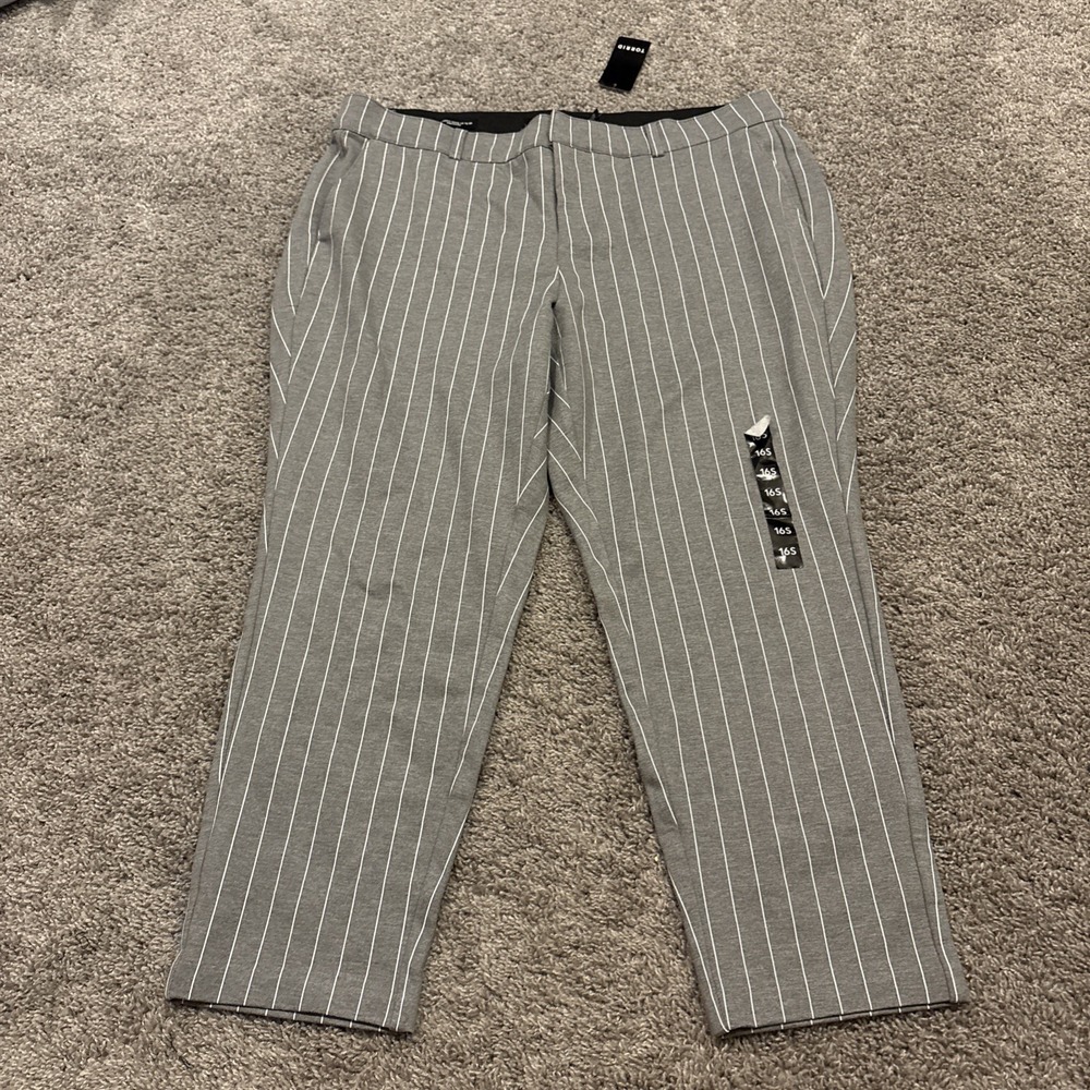 Torrid Studio Pants Womens 16S Gray Pinstripe 4luxe Ankle Skinny Pull-On NWT